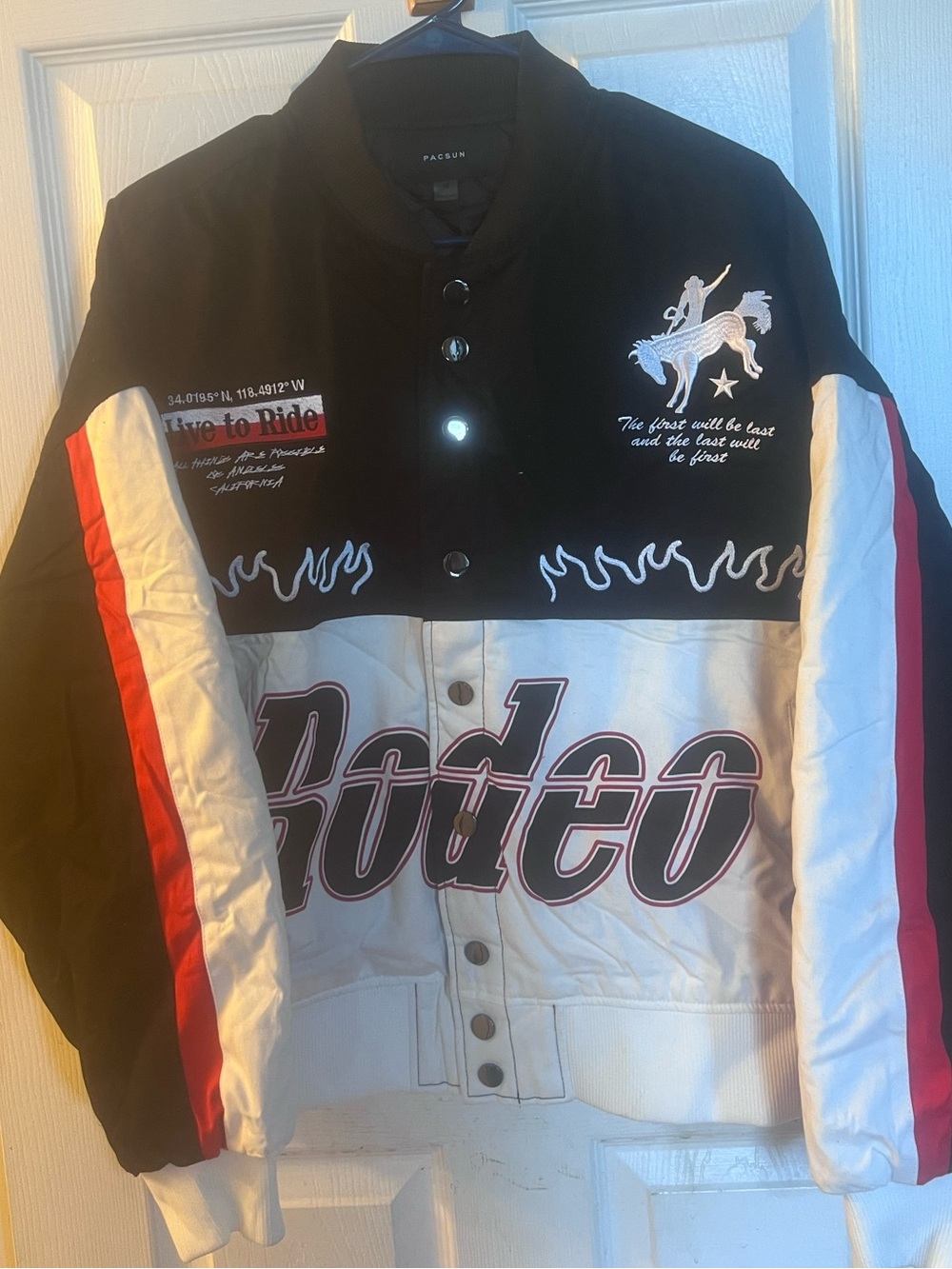 New Pacsun Rodeo Black White Racing Jacket Men's Size medium